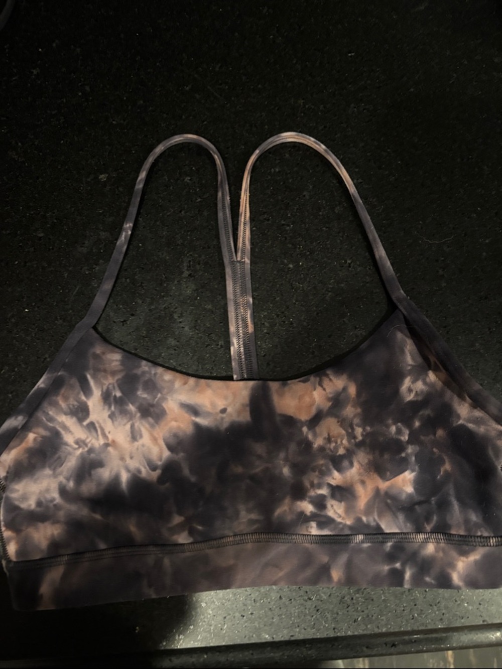 Lululemon Flo Y Tie-Dye Strappy Sports Bralette - Black & Taupe